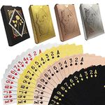 4 Decks Playing Cards, Plastic Waterproof Playing Cards, Luxury Foil Colors Poker Cards for Games 4 Colors,Gold, Silver, Rosegold and Black