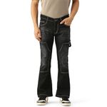 PARIS HAMILTON Men Bootcut Fit Carpenter Fit Heavy Fade Stretchable Denim Jeans Jet Black 38"