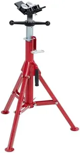 PioneerWorks Pipe Stand with 4-Ball Transfer, V-Head Folding Jack Stand, 2500lbs Welding Stand Adjustable Height 28-52IN, Heavy Duty Carbon Steel Body, Steel Pipe Jacks for Welding