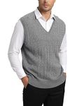 Kallspin Men's Wool Blend Gilets Sweater Relax fit Cable-Knit Vest Sleeveless Jumper(Light Grey, M)