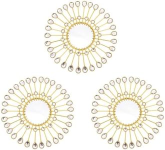 Manortang Gold Mirrors - Sunburst Valentine Wall Art, Decorative Round Mirrors for Valentine Bedroom, Living Room, Bathroom, Kitchen, Entryway, Hallway - Set of 3