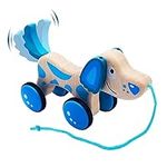 Wooden Pull Dog Toy Wooden Walk Pull Along Toy with String Toy Montessori Toddler Pull Toys for Walking Toddlers