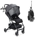 Wheelive Lightweight Baby Stroller, One Hand Easy Fold Compact Travel Pushchair with Cup Holder & Oversize Basket, Sleep Shade - Infant Buggy for Airplane Travel and More