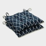 Pillow Perfect Outdoor/Indoor Garden Gate Wrought Iron Seat Cushion (Set of 2), Navy