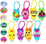 KINIA 8 Pack Mixed Kids Hand Sanitizer Travel Sized Holder Keychain Carriers - 8-1 fl oz Flip Cap Reusable Portable Empty Bottles (8-Variety Pack MIXED)