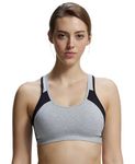 Jockey 1380 Women's Wirefree Padded Super Combed Cotton Elastane Stretch Full Coverage Racer Back Styling Active Bra with Stay Fresh and Moisture Move Treatment_Light Grey Melange & Black_M