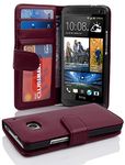 cadorabo Book Case works with HTC ONE M7 (1. Gen.) in BORDEAUX PURPLE - with Magnetic Closure and 3 Card Slots - Wallet Etui Cover Pouch PU Leather Flip