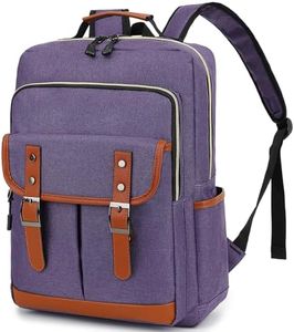 FEWOFJ Vintage Laptop Backpack for Women Men, Slim School College Bookbag,Fashion Daypack for Travelling,Holds 15.6-inch laptop(Purple)