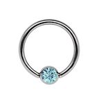 Lips Piercing 1.6 x 7 mm Ring Frenum Titan in Stone with Shallow As 3 mm Diameter, Light Blue-Turquoise