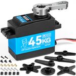 Miuzei RC Servo 45KG 270 ° Coreless Motor Digital Servo High Torque Full Metal Gearbox for 1/8 1/10 1/12 Car Boat Robot Arm Waterproof 4.8-6.0-8.4 V Stainless Steel Gear with 50cm Cable 25T Horn