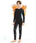 SIMIYA Kids Thermal Base Layer Set - Boys Youth Athletic Base Layer Set Compression Underwear Long Johns Bottom and Long Sleeve Top for Gym Sport Football Ski Blue