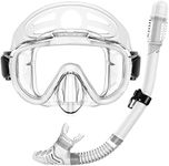 Snorkel Set, Zipoute Snorkel Dry Top Snorkeling Gear for Adults, Panoramic Anti-Leak and Anti-Fog Tempered Glass Lens, Adults Adjustable Snorkeling Set, Scuba Diving Swimming Training Snorkel Kit