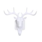 SYGA Deer Head Hanging Hook, Self Adhesive Wall Door Hook Hanger Bag Keys Sticky Holder (White)