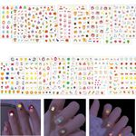 Synaty Nail Stickers Set with 1200+ Designs, Cartoon Luminous Stickers for Day and Night, Water Proof, Easy to Apply