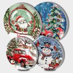 Happy New Year Art Stove Burner Covers Set of 4,Merry Christmas Stove Top Covers for Gas Burners,Santa Claus,Snowman,Red Car, Electric Stove,Metal Gas Stove Burner Kitchen Decor Chrits Tree Gift(Red)