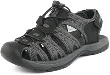 DREAM PAIRS Women's Hiking Sandals Closed Toe Arch Support Walking Waterproof Sport Athletic Beach Summer Shoes,Size 8.5,Black/Dark/Grey,160912-W