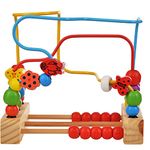 Trinkets & More - Wooden Beads Maze (30 Pieces) Puzzle Game Roller Coaster Toddler Large Abacus Learning Activity Centre Kids Educational Toys 12 Months+