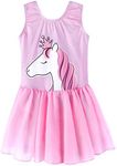Pink Unicorn Girls Skirted Leotards
