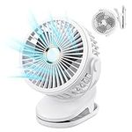 MILPROX USB Clip On Fan 7200 mAh [24 Hours Continues use] Battery Operated Rechargeable Portable MINI Handheld Desk Fan for Baby Stroller Car Gym Home Office Outdoor Traveling and Camping - White