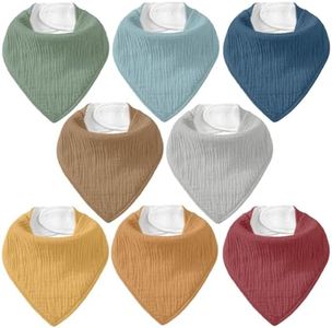 CIVARUA KIDS Muslin Baby Bibs 8 Pack, Baby Bandana Drool Bib for Drooling and Teething, Cotton Soft Absorbent for Girls Boys (Neutral)
