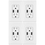 Outlet with USB High Speed Charger 4.2A Charging Capability Child Proof Safety Duplex Receptacle 15 Amp Tamper Resistant Wall Socket Plate Included UL Listed MICMI U24 (White 4.2A Charger 4pack)