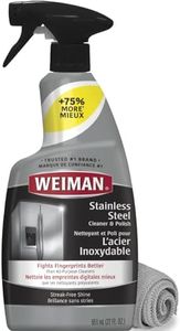Weiman Stainless Steel Cleaner and Polish - 22 Ounces [Large Microfiber Cloth] - Appliance Surfaces Leave Behind A Brilliant Shine