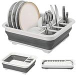 BEAST COOLER ACCESSORIES Collapsible Dish Drying Rack - Durable 4-Compartment Utensil Drainer for Kitchen, RV Camping Essentials - Compact Dinnerware Organizer, Sink Dish Storage, Gray - 4.9"x14"x12"