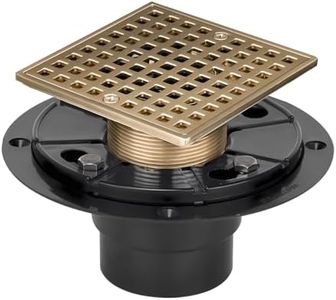 Uni-Green Champagne Bronze Shower Drain 4-1/4 Inch - Square Gold Shower Drain Kit with ABS Flange for 2" or 3" Pipe - Low Profile 304 Stainless Steel Shower Floor Drain Kit with Hair Carcher