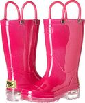 Western Chief unisex child Waterproof Pvc Light-up Rain Boot, Solid Pink, 13 Little Kid US