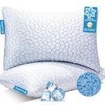 QUTOOL Standard Size Cooling Pillows Set of 2, Adjustable Memory Foam Bed Pillows for Sleeping, Shredded Memory Foam Filling, Breathable Bamboo Rayon Cover, Soft & Supportive