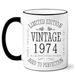 1974 50th Birthday Gift Ideas Mug for Women and Men Ceramic Coffee Mugs AnniversaryPresents for Him, Her, Husband or Wife 50 Years Decorations Ideas Mugs Adult Mugs for Mom, Dad Tea Cups 11oz White