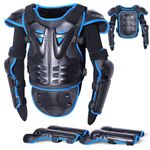 StarknightMT Upgraded Motorcycle Kids Armor Suit Dirt Bike Gear Elbow Knee Pads Chest Belly Protector Motocross Riding Guards Set（Blue）