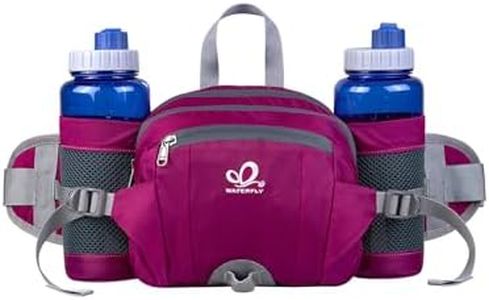WATERFLY Fanny Pack Waist Bag: Fannie Pack 2 Water Bottle Holders Lumbar Belt Hiking Walking Running Jogging Camping Large Woman Man (Rose red)