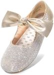 DREAM PAIRS Girls Mary Jane Dress Shoes Front Bow Ballerina Flats for Wedding, Party, Christmas,Size 6 Big Kid,Gold-Rhinestone,Angie-5