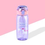 Attro Trendy 630ml Sipper Plastic Bottle Come with Space Eye-Catching Print Stylish & Functional Easy to Carry with Handle Food Grade,Leakproof-Ideal for Office,School,Outdoor-Unicorn Lavender