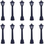 Dong Huang 10pcs Mini Miniature Street Light Model, Railway Train Solar Lamp Post Lamps, Outdoor Pathway Lantern Post for Dollhouse Decoration Micro Landscape Fairy Garden Lighting Accessories, Black