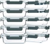 M MCIRCO 10-Pack 22 Oz Glass Meal Prep Containers with Lids - Microwave, Oven, Freezer & Dishwasher Safe