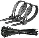 36Pack Releasable Cable Zip Ties Reusable Zip Tie Adjustable Cord Ties Heavy Duty Nylon Wire Tie Wraps For for Home, Garden, Office, Garage(8 inch,Black)