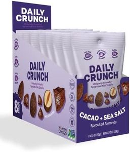 Daily Crunch Sprouted Almonds, 1.5 Ounce Mini, On-The-Go Bags, Sprouted and Dehydrated for a Unique Crunch, Keto Friendly, Non-GMO (1.5 Ounce, Cacao & Sea Salt)