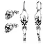 ZOCOYUU Halloween Earrings Jointed Skeleton Dangle Earrings,Funny Punk Gothic Skull Earrings for Women Jewelry (Silver)