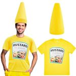 Toulite Halloween Yellow Mustard Red Ketchup Costume T-shirt Mustard Ketchup Halloween Costume(Large,Mustard)