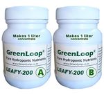 GreenLoop Hydroponic Nutrients– LEAFY200, Makes 2 LITER concentrate, Solid pre-mix in bottles, Suits All Plants, 100% Complete with all nutrients