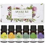 ASAKUKI Essential Oils Set, Starter Kit for Diffusers for Home Top6 Aromatherapy Gift - 6 Bottles*10mL(Lavender, Eucalyptus, Lemongrass, Tea Tree, Sweet Orange, Peppermint)