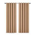 Yorkshire Bedding Blackout Eyelet Curtains for Bedroom 66x90 Inch Super Soft Thermal Insulated Beige Curtains Darkening Panels + 2 Tiebacks