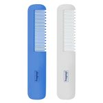 Hopop Baby Hair Comb | Rounded Teeth Edge Comb for Babies 0-2 years | Easy to Grip & Hold | BPA Free | White & Blue