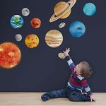 Solar System Wall Stickers for Kids, Universe Space Wall Sticker, Large Size Planet Wall Decal, Space Wall Decor for Bedroom Classroom Playroom Nursery Birthday Gift Idea(L)