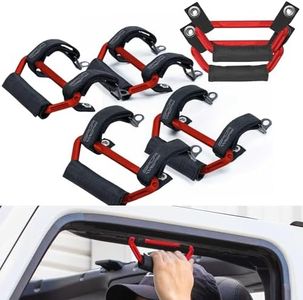 GPCA GP Grip Air Grab Handles Designed for 2024+ Jeep Wrangler JL 4xe w/Airbag Compatible - Aero-Grade Aluminum, Patented Foldable Design, Easy Installation – (4+2 Pack, Firecracker Red)