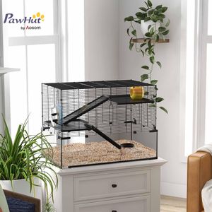 PawHut 3-Tier Glass Hamster Cage – Spacious Small Pet Habitat