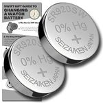 SR920SW Watch Batteries - 2 x Seizaiken 371 Equivalent Cell Button Watch Battery Replacement Kit for Watches with Fitting Guide