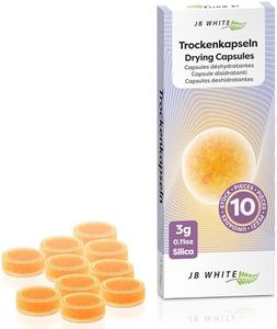 JB White 10 Hearing Aid Drying Capsules for Phonak Charger Case, C&C Dry-Cap, Starkey and Unitron Box | Dehumidifier Puck, Orange Silica Desiccant Tablets (1 Pack, 10pcs, 3g)